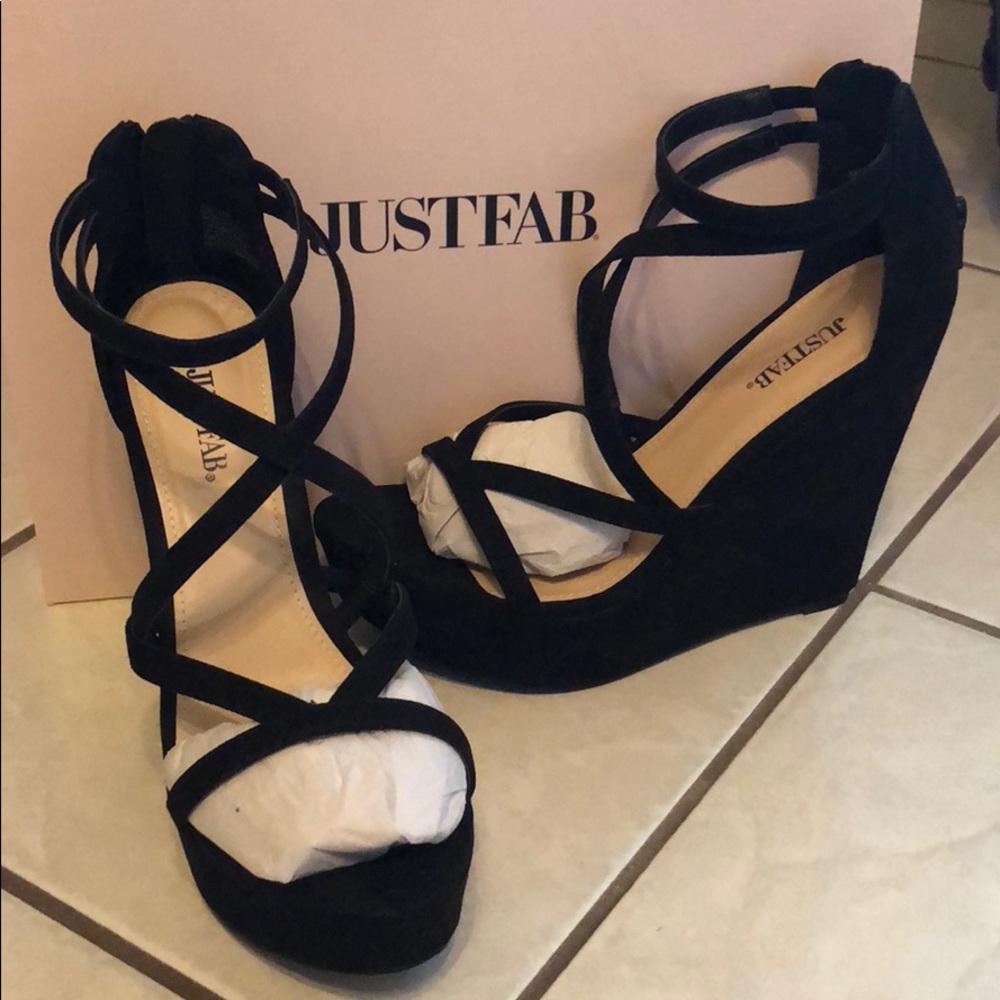 Black suede pumps